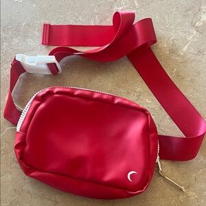 Zyia Red Belt Bag with White Buckle